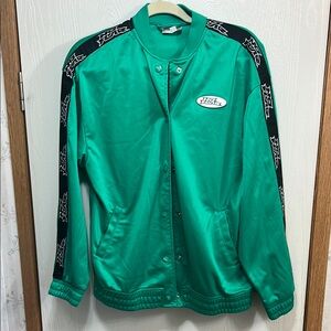 H&M Green Bomber Jacket with No Fear Black Accents